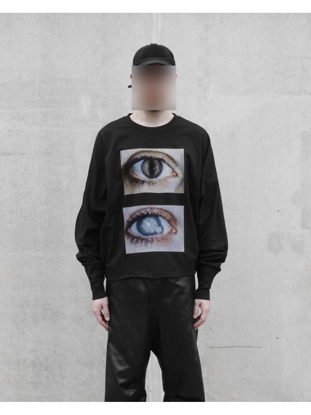 Street Fashion Styles - 2026年新作 ダークゴシック リアリスティック ダブルアイプリント 長袖トップス パンクストリートトレンドファッション