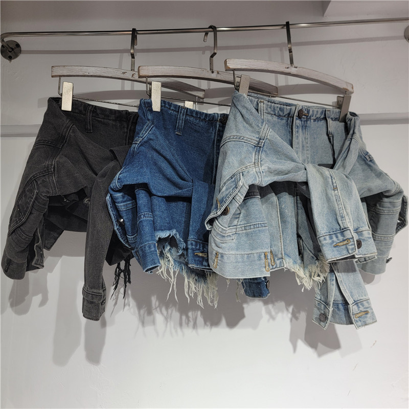 Street Fashion Denim - デニムショートパンツ レディース ジーンズ ヴィンテージ ウォッシュ加工 Aライン