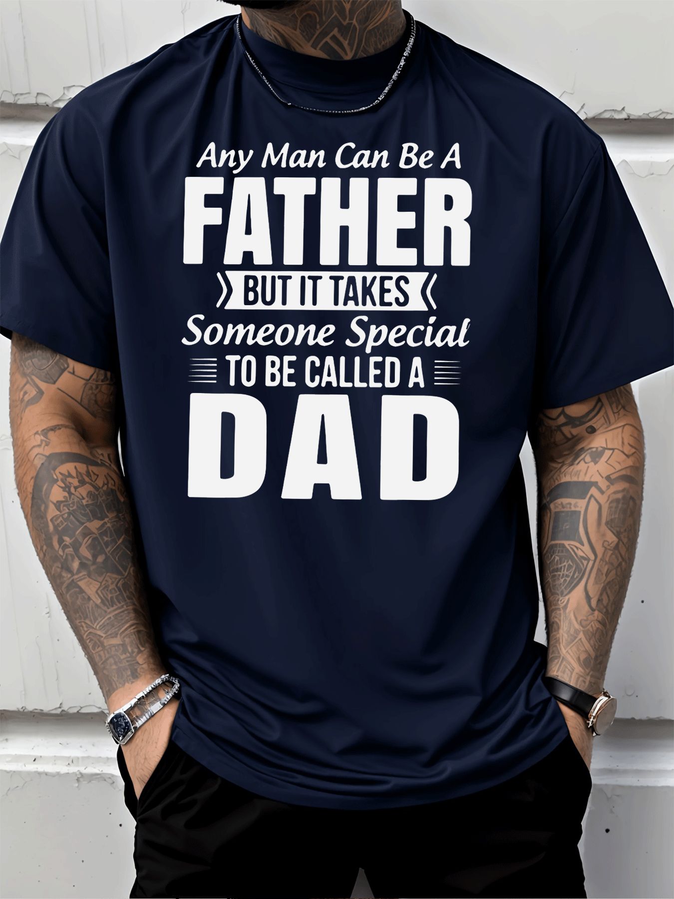 Street Fashion Quotes - クラシックなクルーネックカジュアルTシャツ、父の日向け名言プリント、メンズファッション、大人男性用カジュアルウェア、ストリートスタイル、デイリーアウトフィット、ホリデーギフト