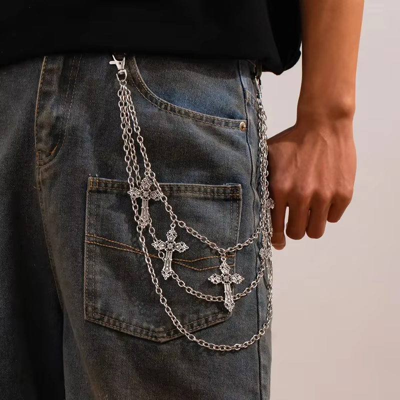 ファッションパンクメタルパンツチェーン、ヒップホップウエスト - Street Fashion Jeans Women のレビューと価格