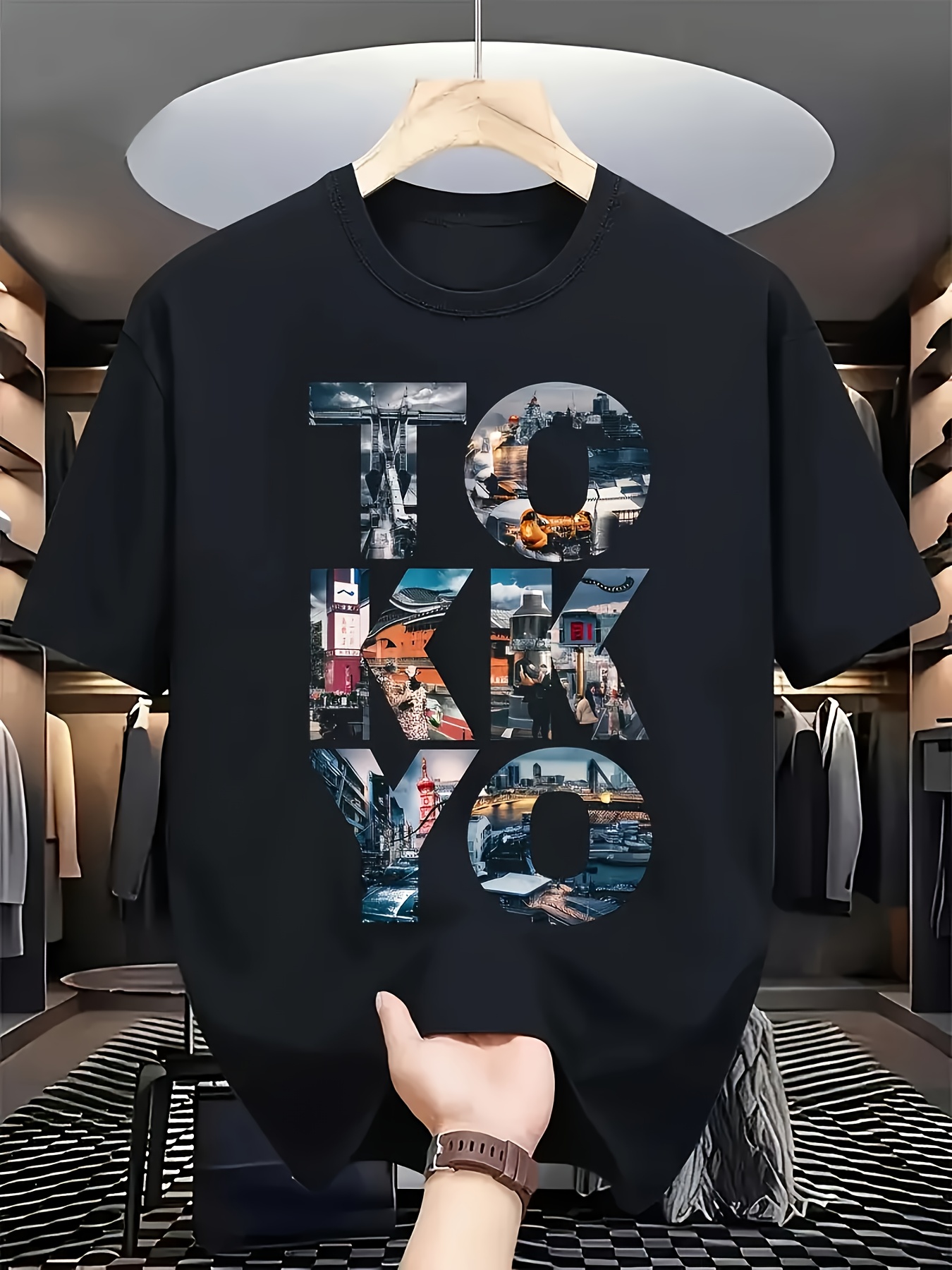 トレンディなメンズブラックグラフィックTシャツ東京都市景観ス - Street Fashion In Tokyo のレビューと価格