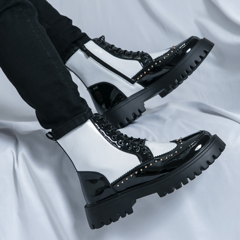 ファッションリベットメンズアンクルブーツ秋ハイカットプラット - Parade Fashion Street のレビューと価格