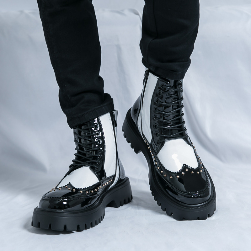 ファッションリベットメンズアンクルブーツ秋ハイカットプラット - Parade Fashion Street のレビューと価格