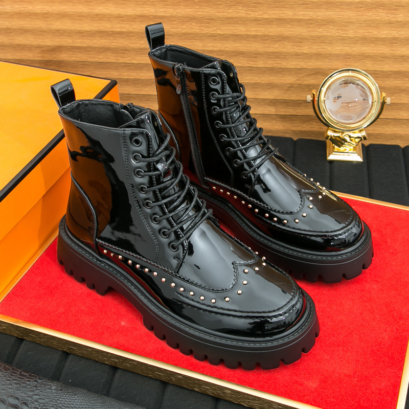 ファッションリベットメンズアンクルブーツ秋ハイカットプラット - Parade Fashion Street のレビューと価格