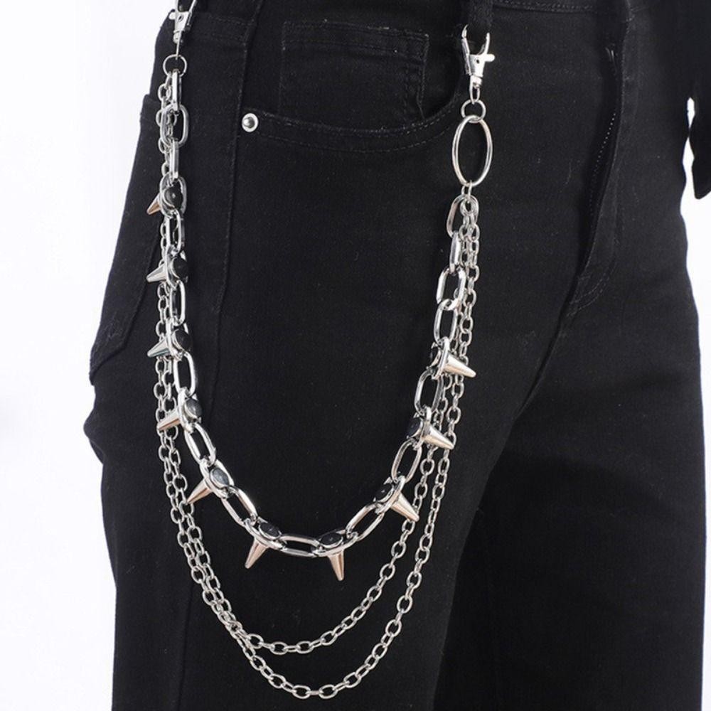 ユニセックス ヒップホップ パンクロック メタル ウエストチ - Street Fashion Jeans Women のレビューと価格