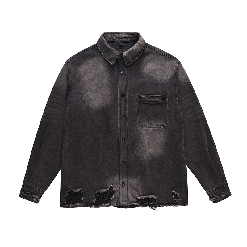 メンズハイストリートリップドジーンズジャケットファッションス - Street Fashion Denim のレビューと価格