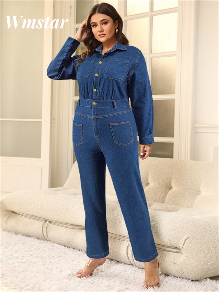 Wmstar ジャンプスーツ女性デニムパンツボディコンポケッ - Street Fashion Denim のレビューと価格