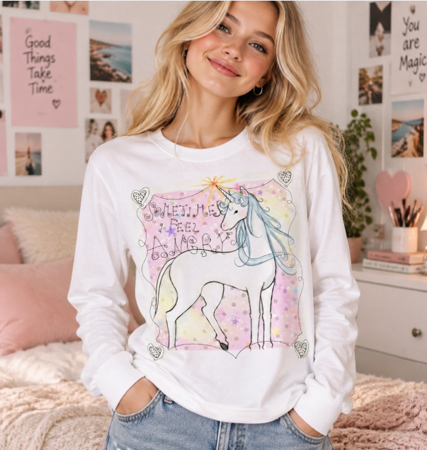 レディース Y2K 長袖Tシャツ。時々、怒りを感じる。ユニコ - Fashion Streetwear のレビューと価格