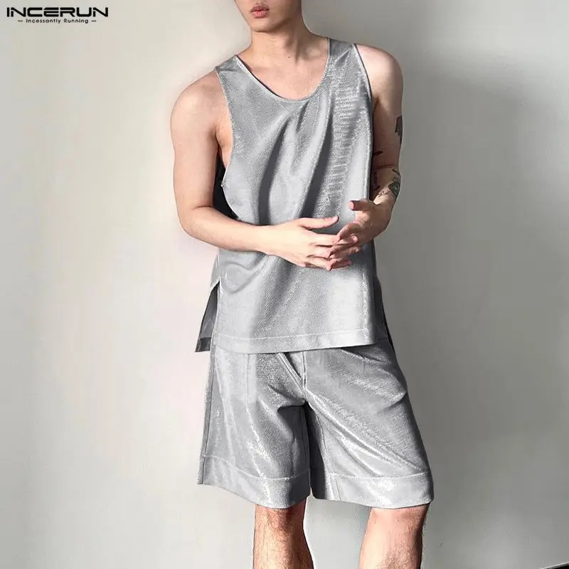 INCERUN メンズセット光沢のある固体 O ネックノース - Fashion Streetwear のレビューと価格