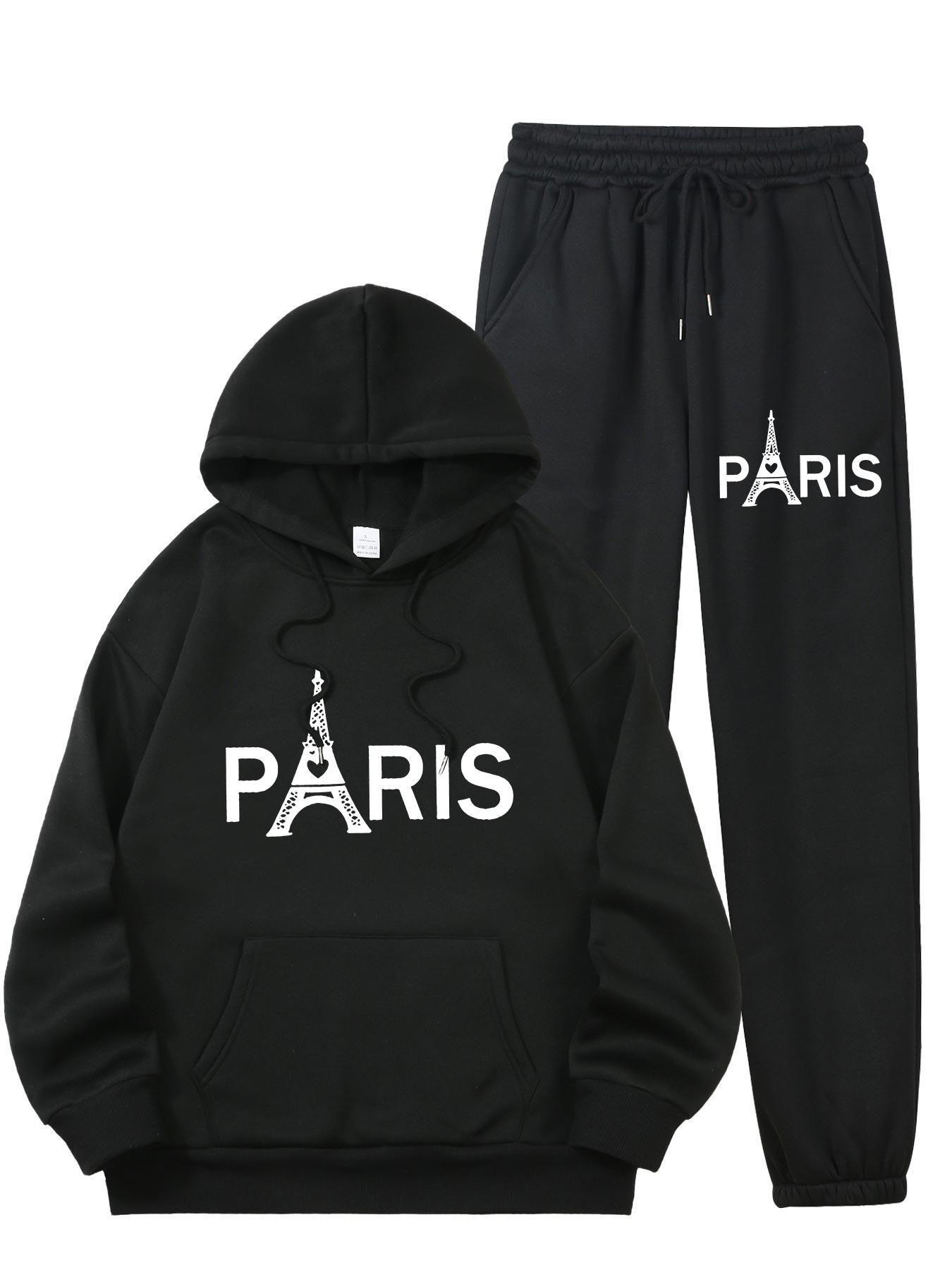 レディース パリ エッフェル塔柄 2点セット トラックスーツ - Street Fashion Styles のレビューと価格