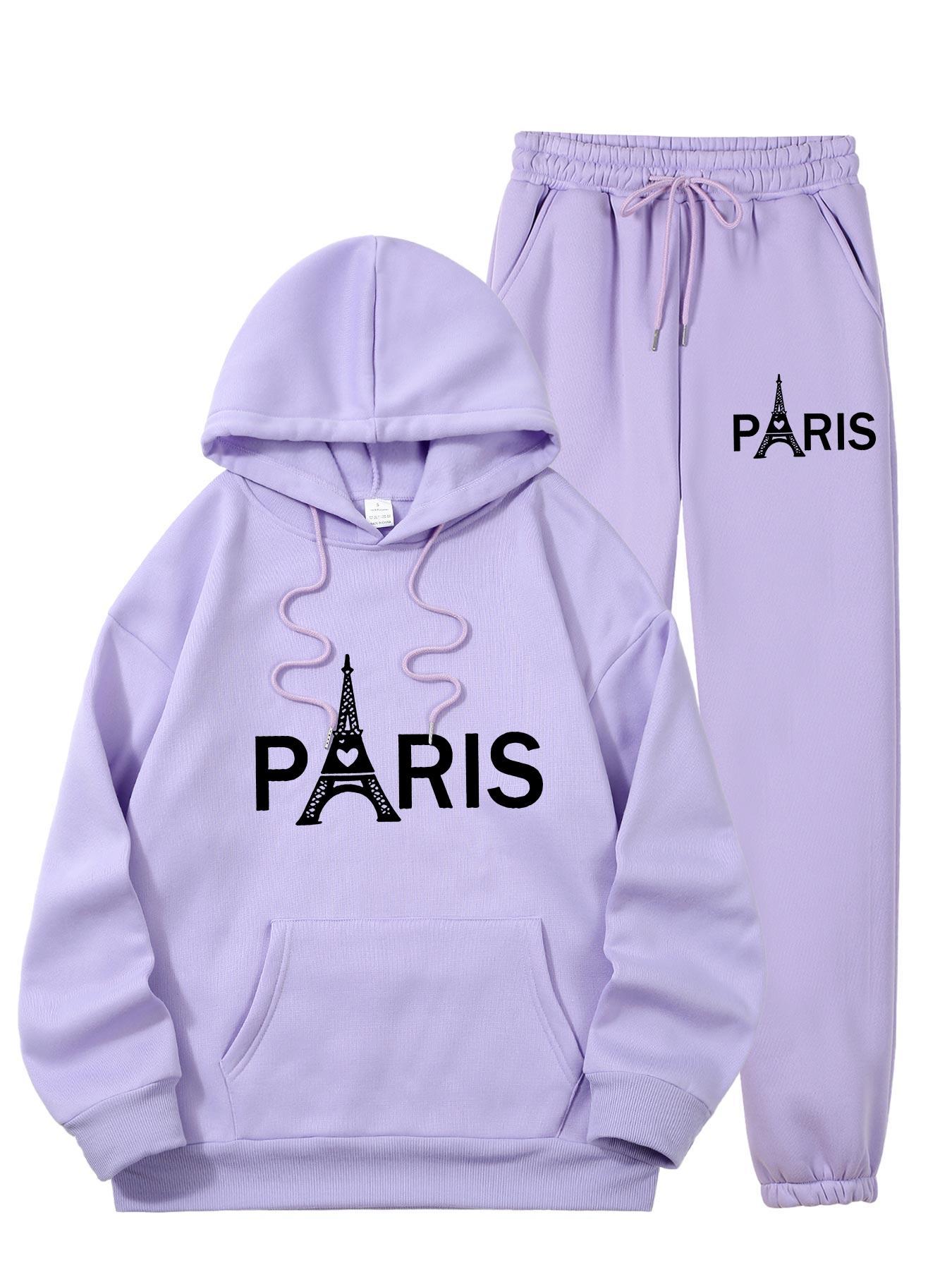 レディース パリ エッフェル塔柄 2点セット トラックスーツ - Street Fashion Styles のレビューと価格