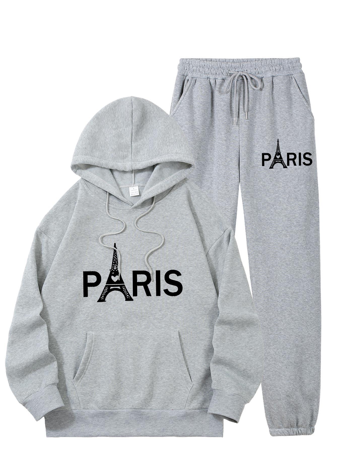レディース パリ エッフェル塔柄 2点セット トラックスーツ - Street Fashion Styles のレビューと価格