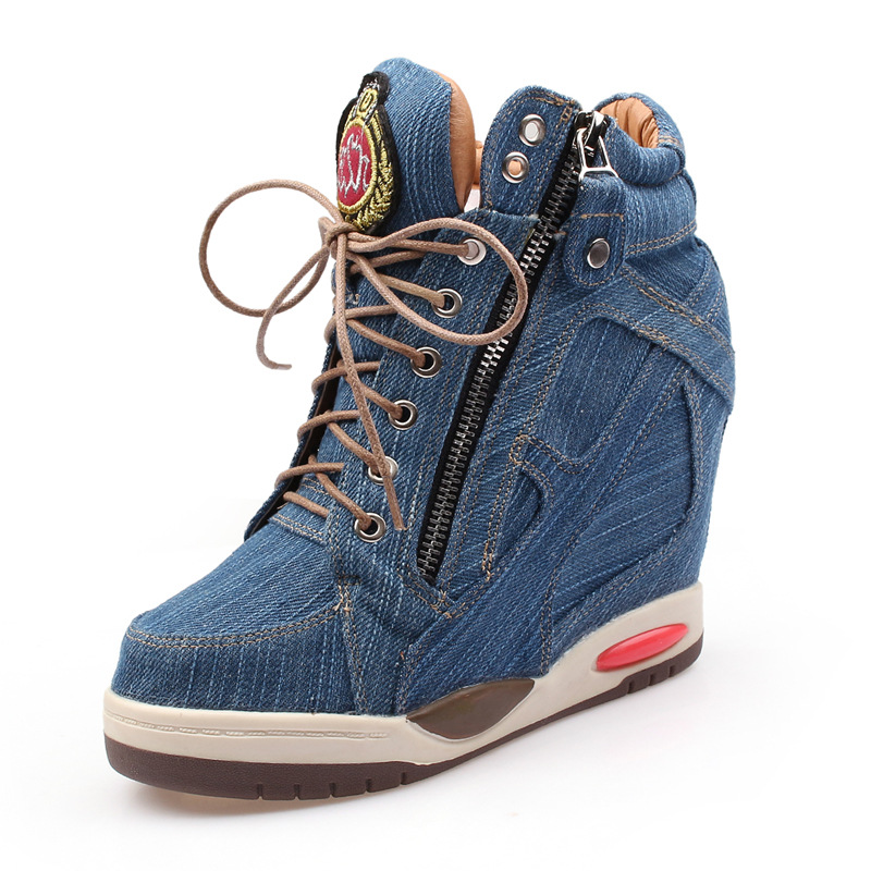2026年新作 9cm 春秋 背が高くなるデニムブーツ レデ - Street Fashion Denim のレビューと価格