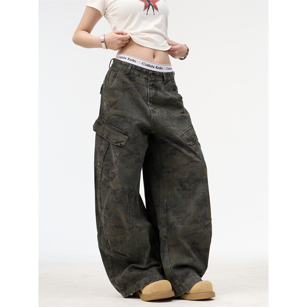 迷彩柄の作業用パンツ。ユニセックスで、クールなストリートスタ - Street Fashion Styles のレビューと価格