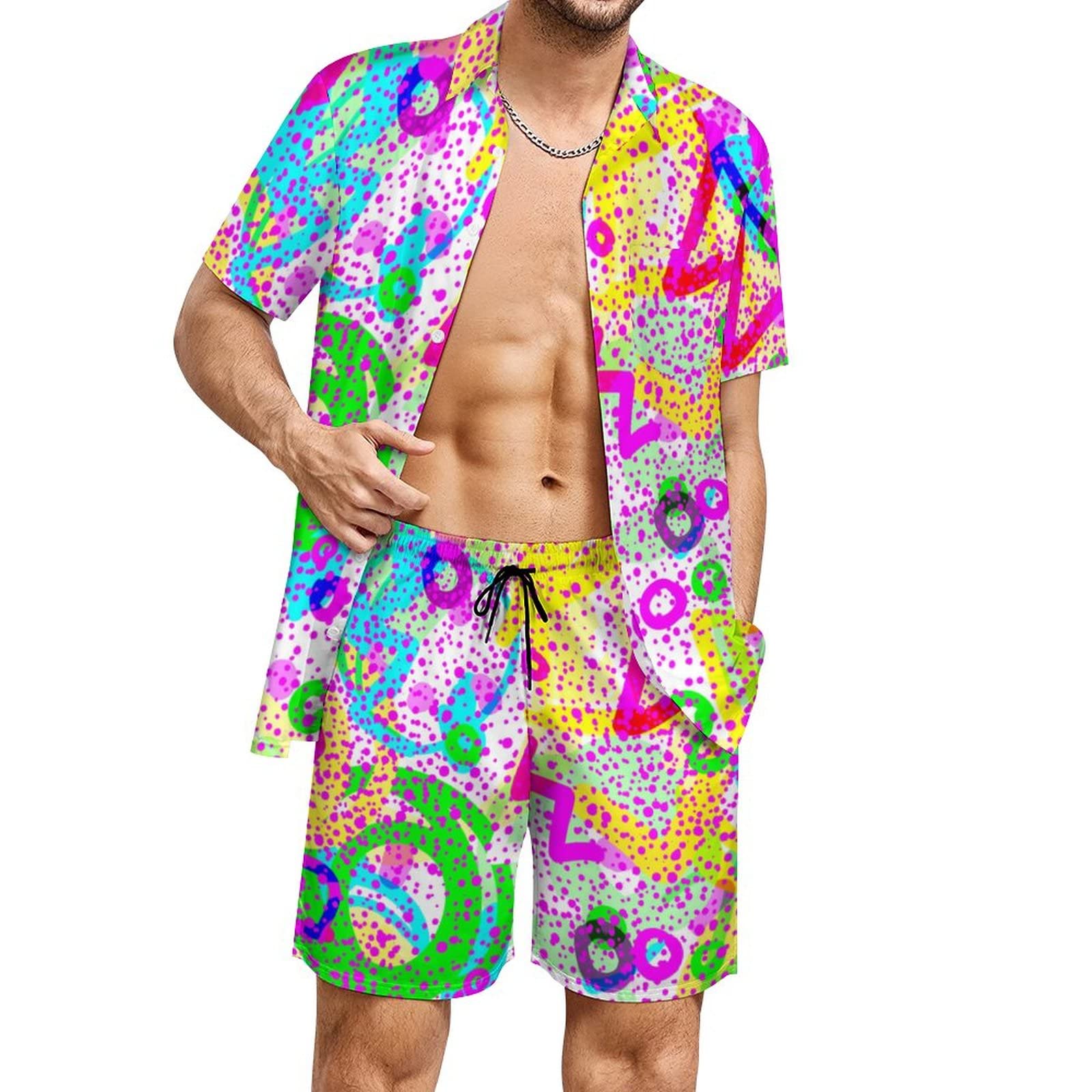 夏用不規則幾何学模様3Dプリントメンズシャツセットファッショ - Street Summer Fashion のレビューと価格