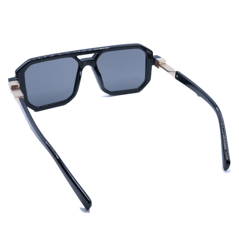 ブラックレトロボックスサングラス、ユニセックスダブルビーム、 - Street Fashion Glasses のレビューと価格