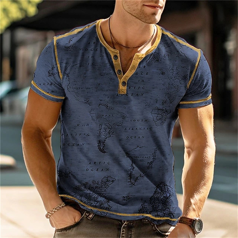 メンズヘンリーシャツ 面白い3DプリントTシャツ ストリート - Street Summer Fashion のレビューと価格