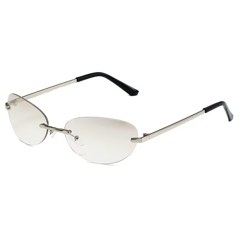 リムレスオーバルサングラス男性女性ファッション UV400  - Street Fashion Glasses のレビューと価格