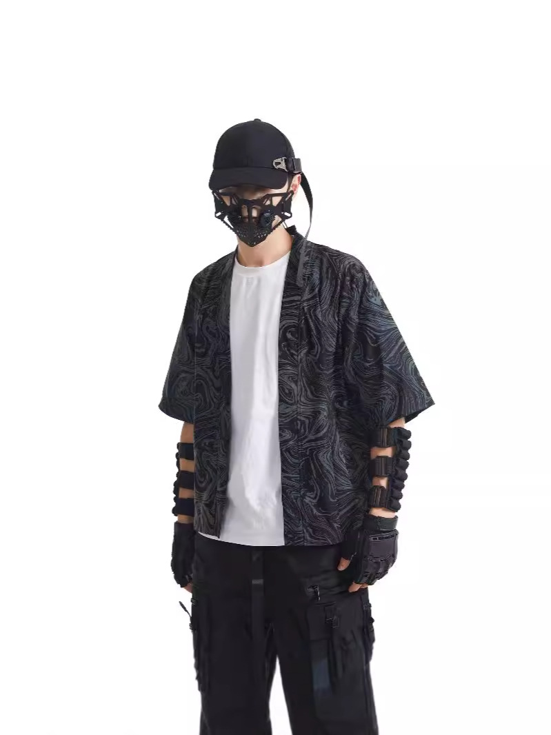 メンズファッションサマーシャツハイストリートカラフルな反射道 - Street Fashion Styles のレビューと価格