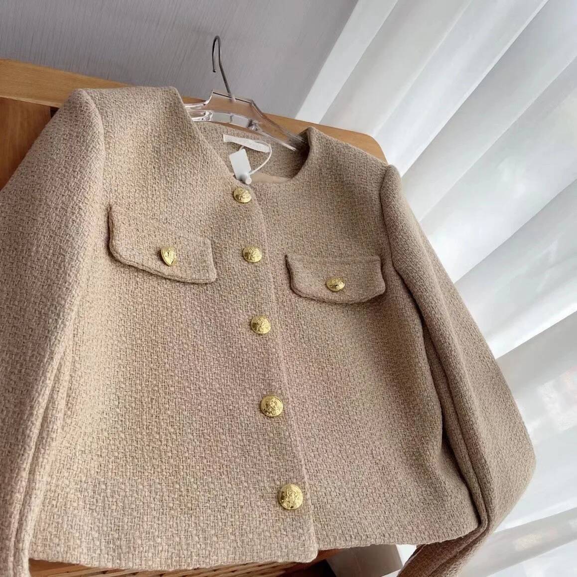 ファッションフリンジチェック柄ツイードジャケットコート女性の - Street Fashion Taiwan のレビューと価格
